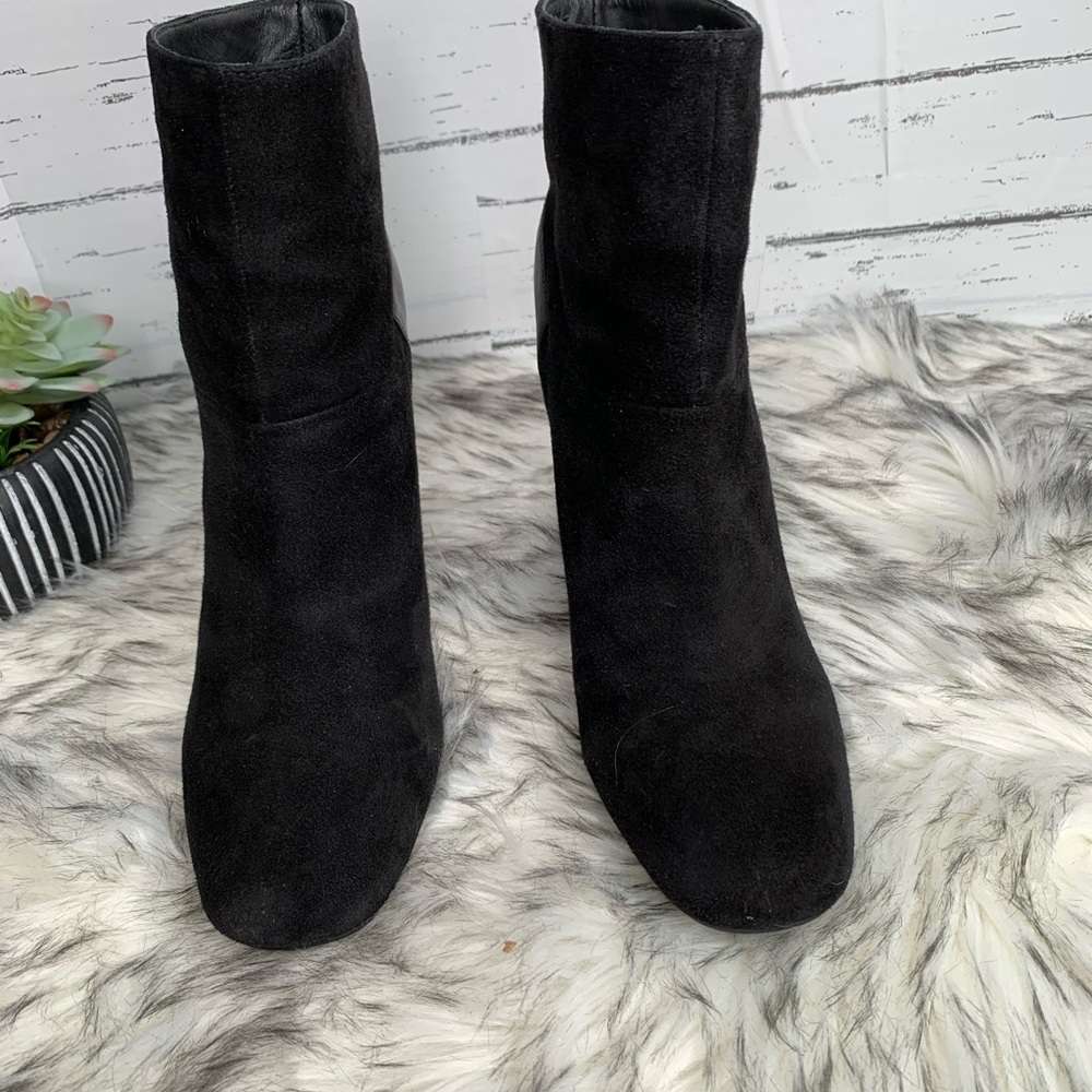 SEE BY CHLOE Luxury Minimalist Black Suede Square Toe Ankle Boots, 39.5/9.5 - Picture 6 of 14